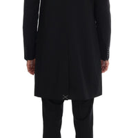 Black Wool Long 3 Piece Two Button Suit