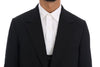 Black Wool Long 3 Piece Two Button Suit