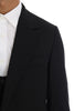 Black Wool Long 3 Piece Two Button Suit