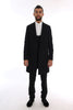 Black Wool Long 3 Piece Two Button Suit