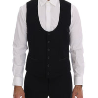 Black Wool Long 3 Piece Two Button Suit