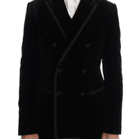 Black Velvet Double Breasted Slim Suit