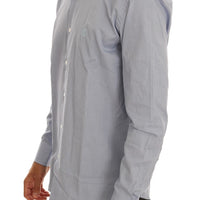 Blue Cotton Slim Fit Dress Shirt