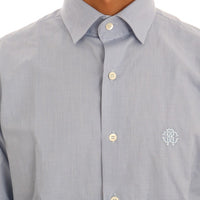 Blue Cotton Slim Fit Dress Shirt