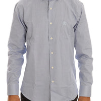 Blue Cotton Slim Fit Dress Shirt