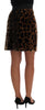 Brown Leopard Print Silk A-Line Skirt
