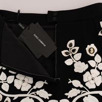 Black Crystal Floral Pencil Skirt