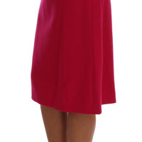 Pink Wool Knee Long A-Line Skirt