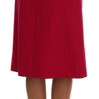 Pink Wool Knee Long A-Line Skirt