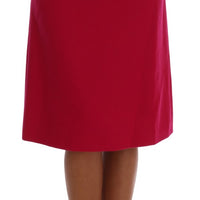 Pink Wool Knee Long A-Line Skirt