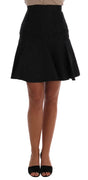 Black Floral Jacquard Silk A-Line Skirt