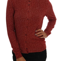 Red Wool Top Cardigan Sweater