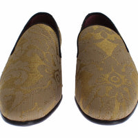 Yellow Gold Silk Baroque Loafers Shoes