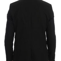 Black Cotton Slim Fit Blazer Jacket