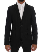 Black Cotton Slim Fit Blazer Jacket