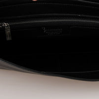 Black Gray Leather Messenger Shoulder Bag
