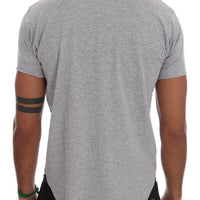 Gray Cotton Stretch Crew-neck T-Shirt