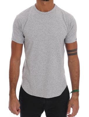 Gray Cotton Stretch Crew-neck T-Shirt