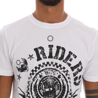 White Cotton RIDERS Crewneck T-Shirt