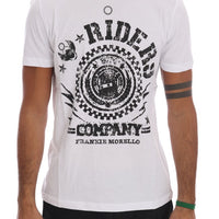 White Cotton RIDERS Crewneck T-Shirt