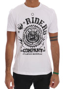 White Cotton RIDERS Crewneck T-Shirt