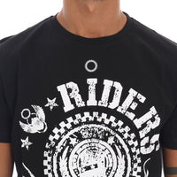 Black Cotton RIDERS Crewneck T-Shirt