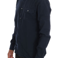 Blue Casual Cotton Long Sleeve Shirt