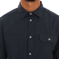Blue Casual Cotton Long Sleeve Shirt