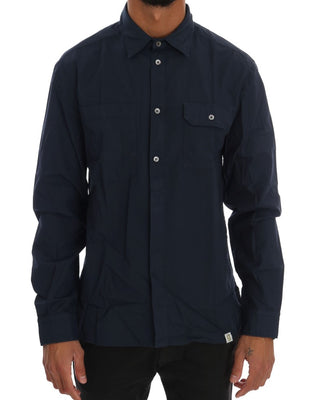 Blue Casual Cotton Long Sleeve Shirt