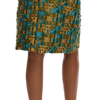 Multicolor Jacquard Straight Pencil Skirt
