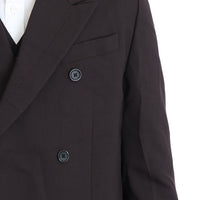 Bordeaux Wool Stretch Long 3 Piece Suit