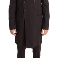 Bordeaux Wool Stretch Long 3 Piece Suit