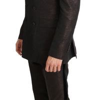 Brown Double Breasted Slim Fit Suit