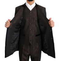 Brown Double Breasted Slim Fit Suit