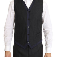 Gray Wool Blue Silk Double Breasted Suit
