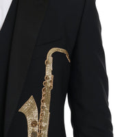 Black Wool Silk Saxophone Slim Fit Suit