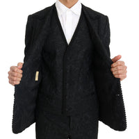 Black Torrero Slim 3 Piece One Button Suit