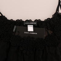 Black Silk Lace Chemise Dress