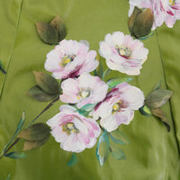 Green Pink Roses Print Sheath Dress
