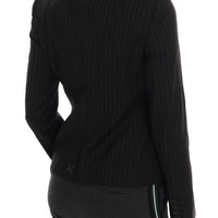 Black Striped Wool Blazer Jacket