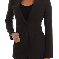 Brown Wool Cotton Two Button Blazer Jacket