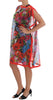 Multicolor Floral Silk Poncho Dress