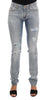 Blue Wash Torn Stretch Slim Fit Jeans