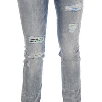 Blue Wash Torn Stretch Slim Fit Jeans