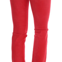 Red Cotton Stretch Slim Jeans