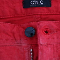 Red Cotton Stretch Slim Jeans