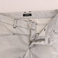 Gray Wash Cotton Slim Jeans