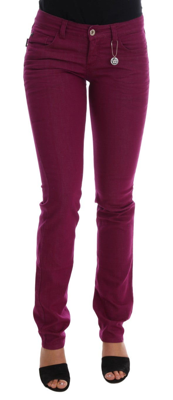 Purple Cotton Stretch Slim Denim Jeans