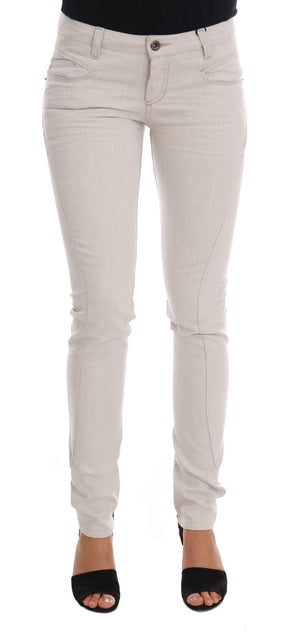 White Cotton Stretch Slim Jeans