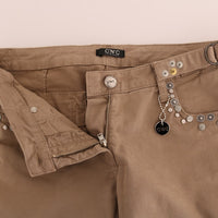 Beige Cotton Stretch Slim Fit Jeans